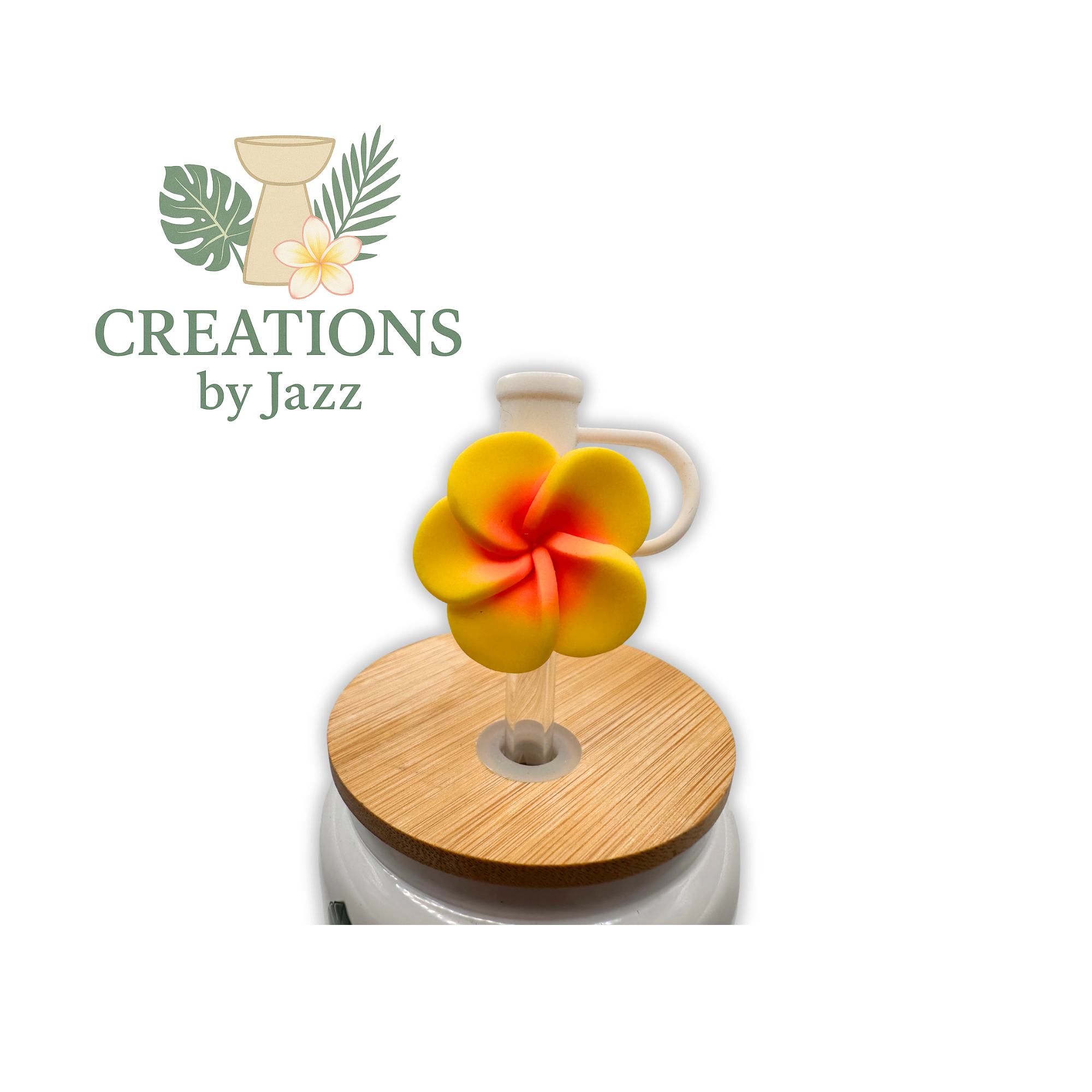 Plumeria Straw Topper