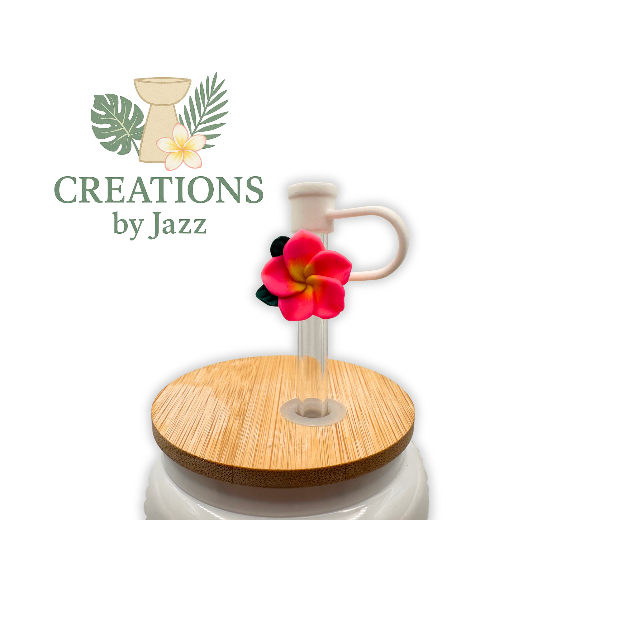 Plumeria Straw Topper