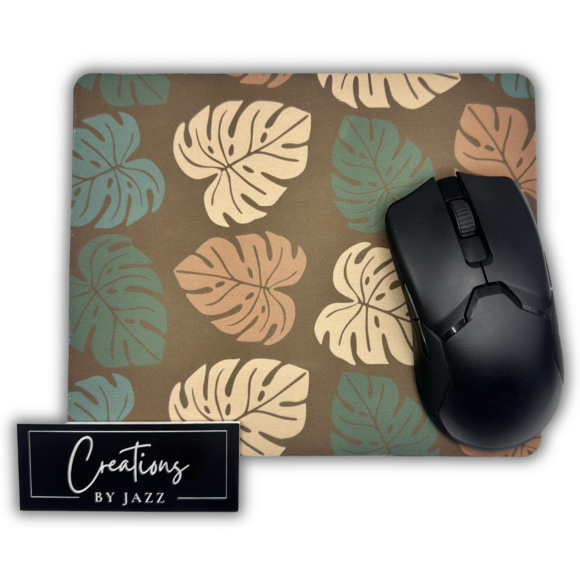 Monstera Mousepad Hues of Greens and Browns