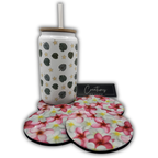 Pink Plumeria Circle Home Coaster