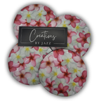 Pink Plumeria Circle Home Coaster